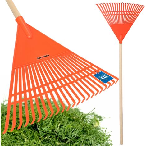 KOTARBAU® Rateau à Feuilles - Plastique - 55 cm - Orange - avec Manche - Râteau Jardin - Balai à Gazon - Ramasse Feuilles - Léger - Résistant - Entretien Jardin