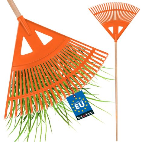 KOTARBAU® Rateau à Feuilles - Plastique - 58 cm - Noir - avec Manche - Râteau Jardin - Balai à Gazon - Ramasse Feuilles - Léger - Résistant - Entretien Jardin