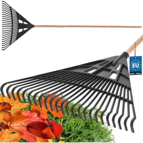KOTARBAU® Rateau à Feuilles - Plastique - 61 cm - Noir - avec Manche - Râteau Jardin - Balai à Gazon - Ramasse Feuilles - Léger - Résistant - Entretien Jardin