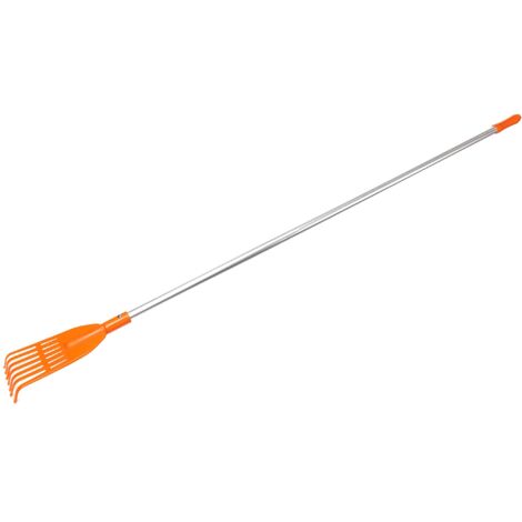 KOTARBAU® Rateau à Feuilles - Plastique - 7 Dents - Orange - avec Manche en Aluminium - Râteau Jardin - Balai à Gazon - Ramasse Feuilles - Léger - Résistant - Entretien Jardin