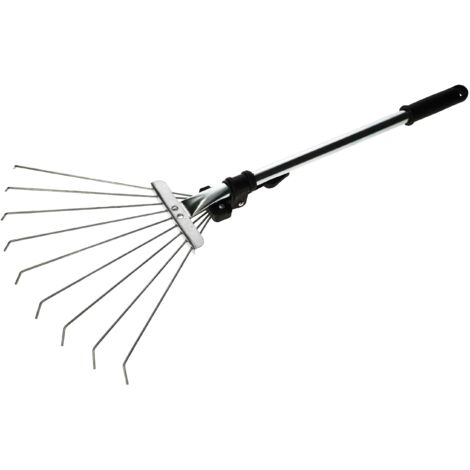 KOTARBAU® Râteau à Feuilles - Réglable - Mini Râteau de Jardin - Acier Galvanisé - 32 cm - Argent - Avec Manche Télescopique 6-24,5 cm - 9 Dents Flexibles - Outil Léger pour Massifs de Fleurs