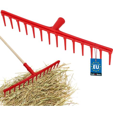 KOTARBAU® Rateau Jardin - Rateau À Feuille - Plastique - 54 cm - 14 Dents - Sans Manche - Extra-Click - Léger - Balai a Gazon - Ergonomique - Rouge
