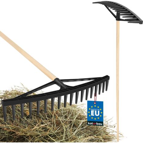 KOTARBAU® Rateau Jardin - Rateau à Feuille - Plastique - 61 cm - avec Manche en Bois 150 cm - Léger - Balai a Gazon - Ergonomique - Noir