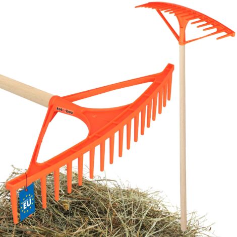 KOTARBAU® Rateau Jardin - Rateau à Feuilles - Plastique - 64 cm - Orange - 18 Dents - avec Manche - Outil Jardinage Léger - Ramasse Herbe - Gazon - Branches Déchets