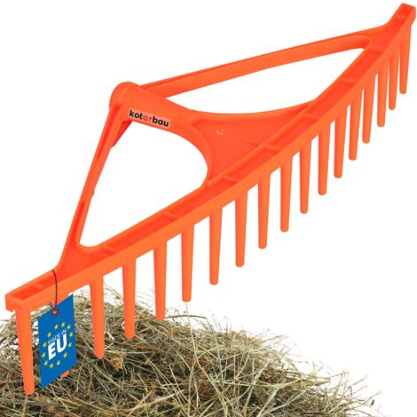 KOTARBAU® Rateau Jardin - Rateau à Feuilles - Plastique - 64 cm - Orange - 18 Dents - sans Manche - Outil Jardinage Léger - Ramasse Herbe - Gazon - Branches Déchets