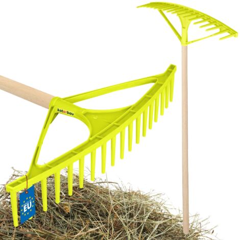 KOTARBAU® Rateau Jardin - Rateau à Feuilles - Plastique - 64 cm - Vert Céladon - 18 Dents - avec Manche - Outil Jardinage Léger - Ramasse Herbe - Gazon - Branches Déchets