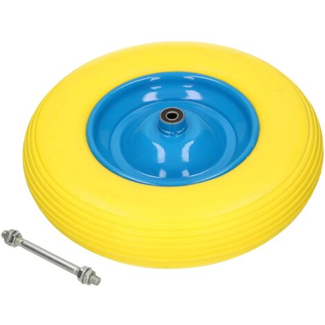 KOTARBAU Roue de brouette 4.80/4.00-8 - Pneus en polyuréthane renforcé - Diamètre 390 mm - 200 kg - Roue complète avec axe