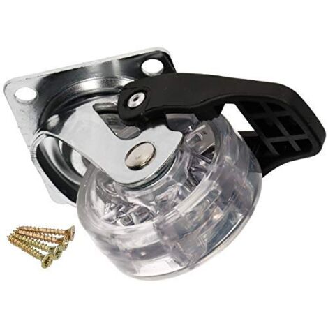 KOTARBAU Roue de meuble transparente Ø 50 mm avec frein pour tous les types de sols Roulettes pivotantes en caoutchouc Roulettes de transport pour Sofar/caisse à outils