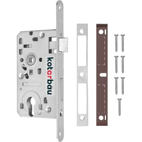 KOTARBAU® Serrure à Larder 72/55 mm DIN Droite à Cylindre Profilé et Cadre Tubulaire avec Contre-Plaque Acier Galvanisé Inoxydable Serrure Porte Entree Serrure a Encastrer