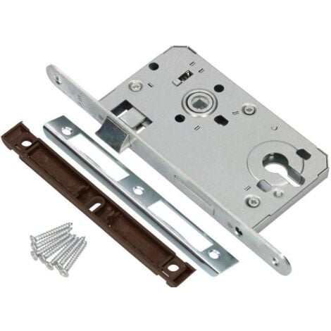 KOTARBAU® Serrure à Larder 72/55 mm DIN Gauche à Cylindre Profilé et Cadre Tubulaire avec Contre-Plaque Acier Galvanisé Inoxydable Serrure Porte Entree Serrure a Encastrer