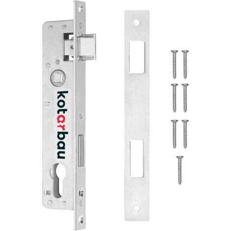 Kotarbau – Serrure à larder 90/20 mm – Entraxe 20 mm – Cylindre profilé – Acier galvanisé inoxydable – Pour portes DIN droite et gauche