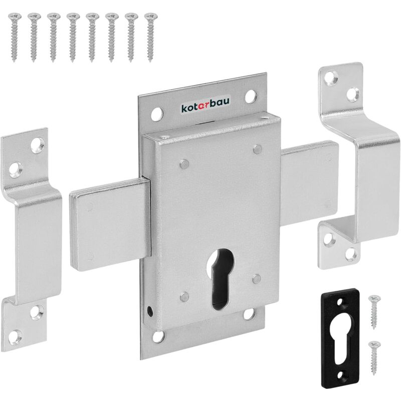 KOTARBAU Serrure à verrou et palastre 160 mm Pour cylindre profilé Serrure à palastre Serrure à visser Verrou supplémentaire pour porte/garage