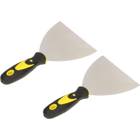 KOTARBAU set de 2 spatules de peintre en inox 125 mm Spatule de plâtrier Spatule universelle Grattoirs pour enlever Couteau à palette avec manche en caoutchouc