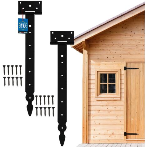 KOTARBAU® Set di 2 ganci a croce con cerniera a T, decorativi, verniciati a polvere, colore nero, 400 mm