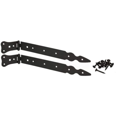 KOTARBAU® Set di 2 nastri per la ricarica, 300 mm, cerniera per porta, gancio a croce, cerniera per porta, colore nero, antiruggine, robusto