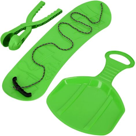 KOTARBAU® Snowboard Enfant - 68x20 cm - Vert - PVC - Luge Enfant - 34x 53 cm- Pince à Boule de Neige - Sled -  Traineau Enfant - Moule Boule de Neige - Snowball Maker