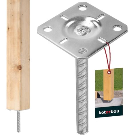 KOTARBAU® Support de Poteau à Sceller - Acier Galvanisé - 100 x 100 x 200 mm - Argent - Pied de Poteau - avec Ancre Béton - pour Clôture et Poutre - Robuste - Résistant à La Corrosion