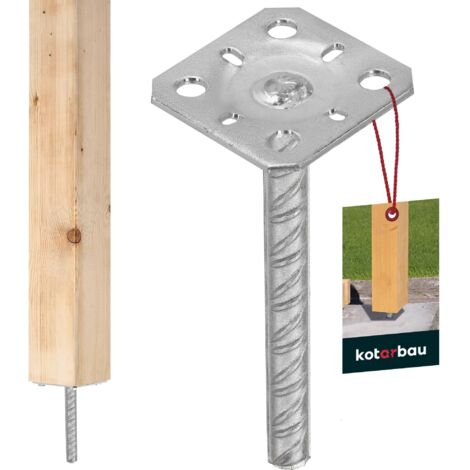 KOTARBAU® Support de Poteau à Sceller - Acier Galvanisé - 80 x 80 x 200 mm - Argent - Pied de Poteau - avec Ancre Béton - pour Clôture et Poutre - Robuste - Résistant à La Corrosion