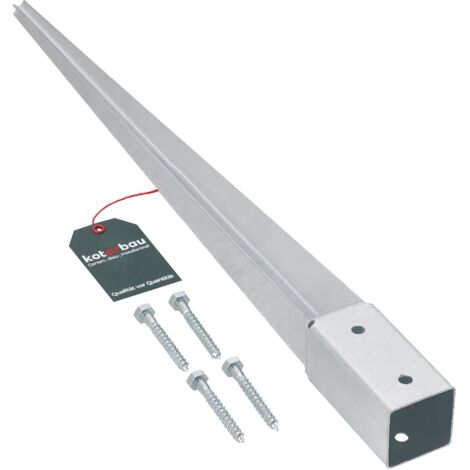 KOTARBAU® Support de Poteau Bois - Acier Galvanisé - 60 cm - Argent - 46 x 46 mm - Support Poteau à Enfoncer - pour Clôture et Pavillon - Résistant à la Corrosion