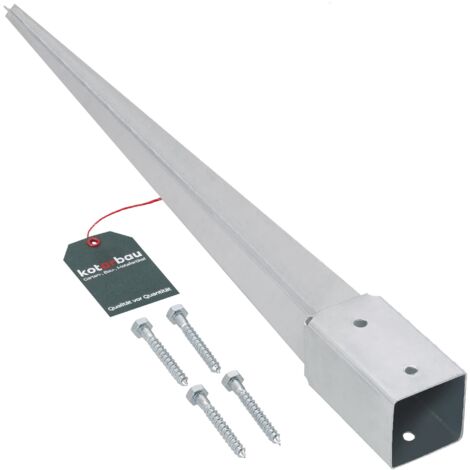 KOTARBAU® Support de Poteau Bois - Acier Galvanisé - 60 cm - Argent - 51 x 51 mm - Support Poteau à Enfoncer - pour Clôture et Pavillon - Résistant à la Corrosion