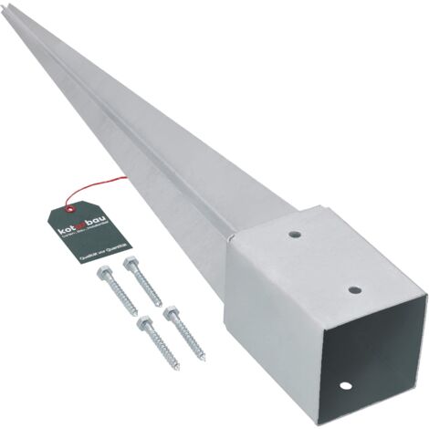KOTARBAU® Support de Poteau Bois - Acier Galvanisé - 75 cm - Argent - 101 x 101 mm - Support Poteau à Enfoncer - pour Clôture et Pavillon - Résistant à la Corrosion
