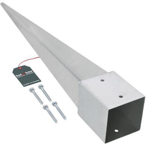 KOTARBAU® Support de Poteau Bois - Acier Galvanisé - 75 cm - Argent - 121 x 121 mm - Support Poteau à Enfoncer - pour Clôture et Pavillon - Résistant à la Corrosion