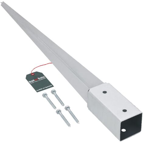 KOTARBAU® Support de Poteau Bois - Acier Galvanisé - 75 cm - Argent - 61 x 61 mm - Support Poteau à Enfoncer - pour Clôture et Pavillon - Résistant à la Corrosion