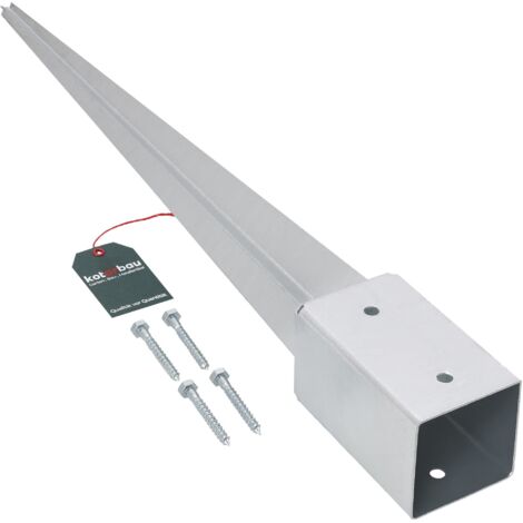 KOTARBAU® Support de Poteau Bois - Acier Galvanisé - 75 cm - Argent - 81 x 81 mm - Support Poteau à Enfoncer - pour Clôture et Pavillon - Résistant à la Corrosion