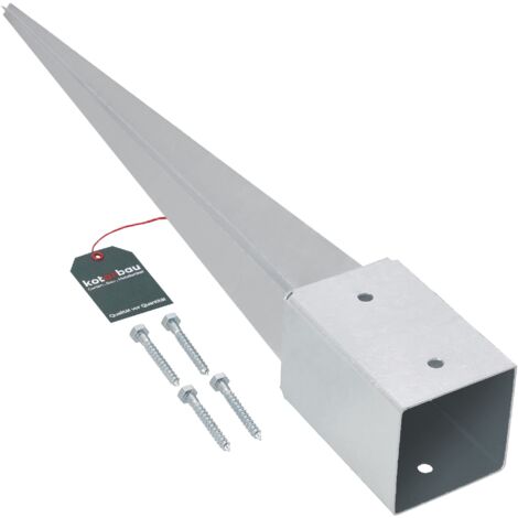 KOTARBAU® Support de Poteau Bois - Acier Galvanisé - 75 cm - Argent - 91 x 91 mm - Support Poteau à Enfoncer - pour Clôture et Pavillon - Résistant à la Corrosion