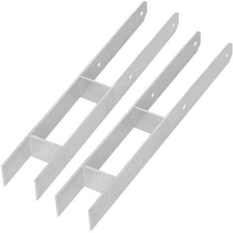 KOTARBAU® Support de poteau en H pour scellement, équerre, ancrage en acier galvanisé, 70 mm, lot de 2