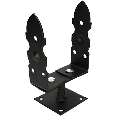 KOTARBAU Support de poteau en U à visser, 120 – 200 mm, pied de poteau, ancre de poteau, réglable, acier, revêtement en poudre, décoratif, noir