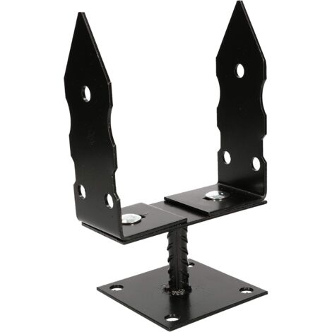 KOTARBAU Support de poteau en U - Largeur réglable - 0-165 mm - À visser - Style rétro - Noir