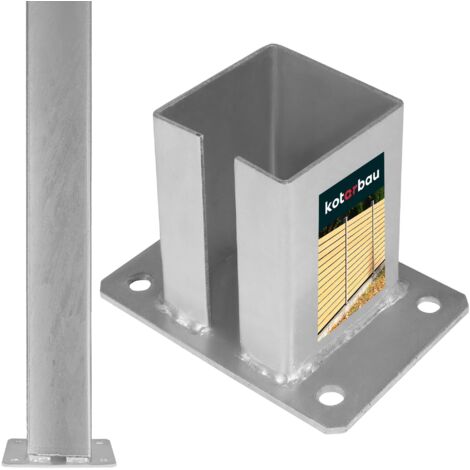 KOTARBAU® Support de Poteau - pour Clôture - Acier Galvanisé à Chaud - 100 x 100 mm - Argent - Pied De Poteau - à Visser - Robuste et Résistant