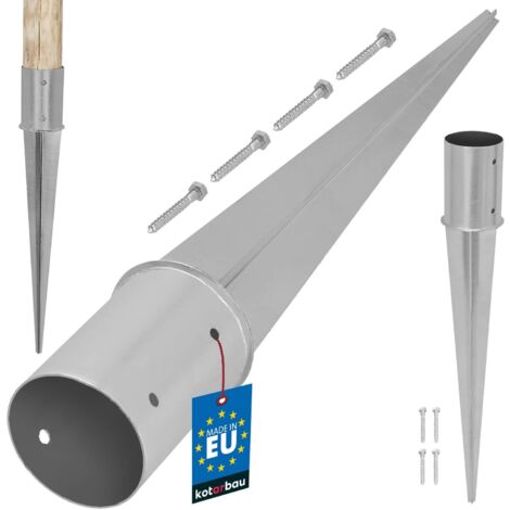 KOTARBAU® Support Poteau Bois - ⌀ 100 mm - Support Poteau à Enfoncer - Acier Galvanisé - Argent - Pour Poteaux Bois Rond - Résistant à La Corrosion