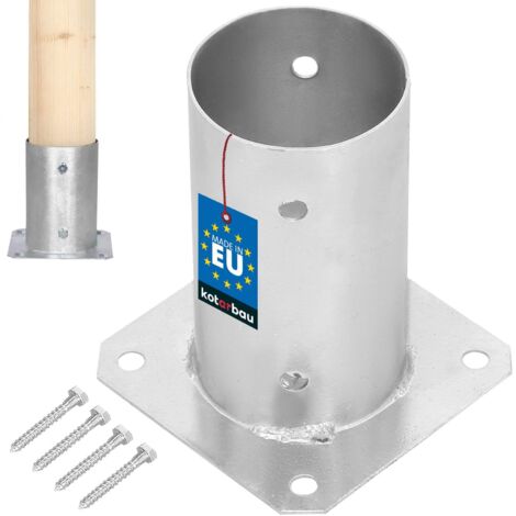 KOTARBAU® Support Poteau Bois - à Visser - Acier Galvanisé - Ø 80 mm - Argent - Pied de Poteau - Fixation Robuste - Résistant à la Corrosion