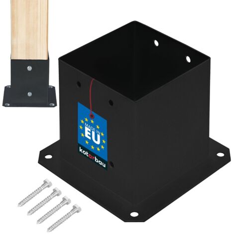 KOTARBAU® Support Poteau Bois - Acier Revêtu par Poudre - 140 x 140 mm - Noir - Pied de Poteau - Fixation Robuste - Résistant à la Corrosion