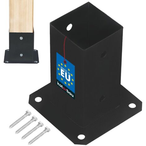 KOTARBAU® Support Poteau Bois - Acier Revêtu par Poudre - 70 x 70 mm - Noir - Pied de Poteau - Fixation Robuste - Résistant à la Corrosion