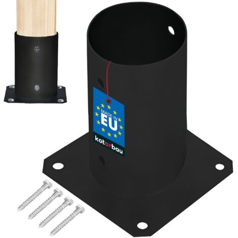 KOTARBAU® Support Poteau Bois - Acier Revêtu par Poudre - ⌀ 80 mm - Noir - Pied de Poteau - Fixation Robuste - Résistant à la Corrosion