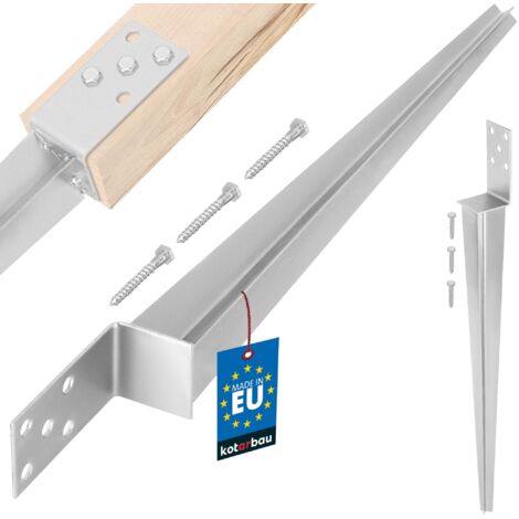 KOTARBAU® Support Poteau Bois - Pied de Poteau - 600 mm - Acier Galvanisé - 60 x 110 mm - Argent - pour Clôtures - Pavillons - Pergolas - Résistant à la Corrosion