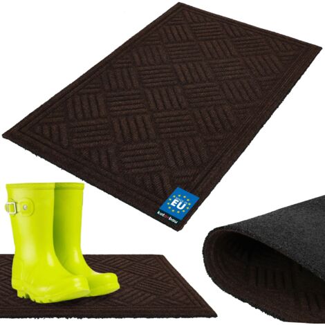 KOTARBAU® Tapis Entree Interieur - Paillasson Exterieur Entrée - Polyester + Caoutchouc - 45 x 75 cm - Brun - Rectangulaire - Tapis D'Entrée Intérieur - Absorbant - Antidérapant