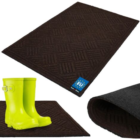 KOTARBAU® Tapis Entree Interieur - Paillasson Exterieur Entrée - Polyester + Caoutchouc - 60 x 90 cm - Brun - Rectangulaire - Tapis D'Entrée Intérieur - Absorbant - Antidérapant