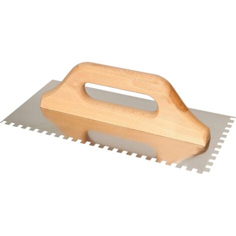 KOTARBAU Truelle dentée en acier inoxydable 280 x 130 mm 6 x 6 mm avec manche en bois
