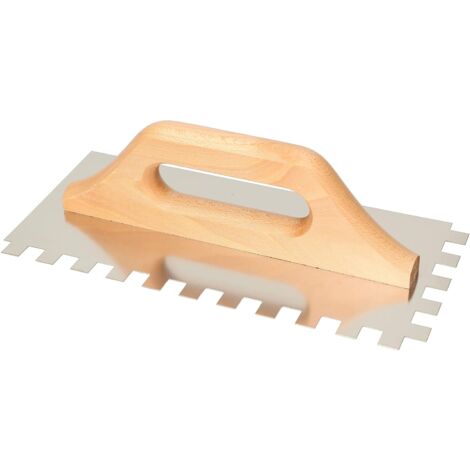 KOTARBAU Truelle dentée en acier inoxydable 280 x 130 mm - Taille du nom avec poignée en bois (12 x 12 mm).