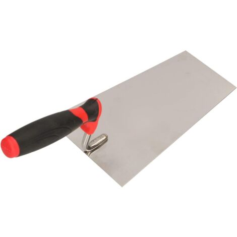 KOTARBAU Truelle trapézoïdale en acier inoxydable - 200 mm x 123 mm - Truelle de maçonnerie avec poignée en caoutchouc - Truelle de plâtre - Pour travaux de maçonnerie