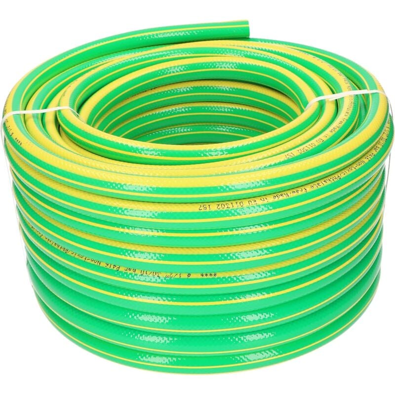 Tuyau d'arrosage 1/2' 30 m 4 plis Vert/jaune professionnel pour arroser les plantes - Kotarbau