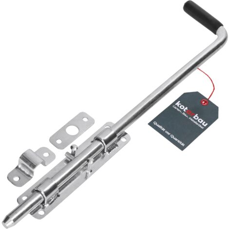 Kotarbau – Verrou à coulisse étroit 420 mm – Acier galvanisé – Verrou à boulon pour porte de garage – Poignée en caoutchouc noir