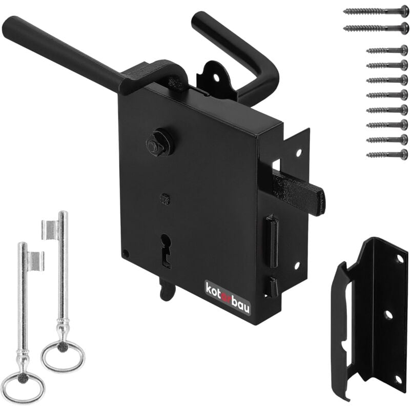 Kotarbau - Verrou à vis avec poignée en acier inoxydable robuste 65 mm Noir