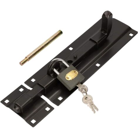 KOTARBAU Verrou de porte 230/77 avec cadenas - Verrou de porte en acier poudré noir