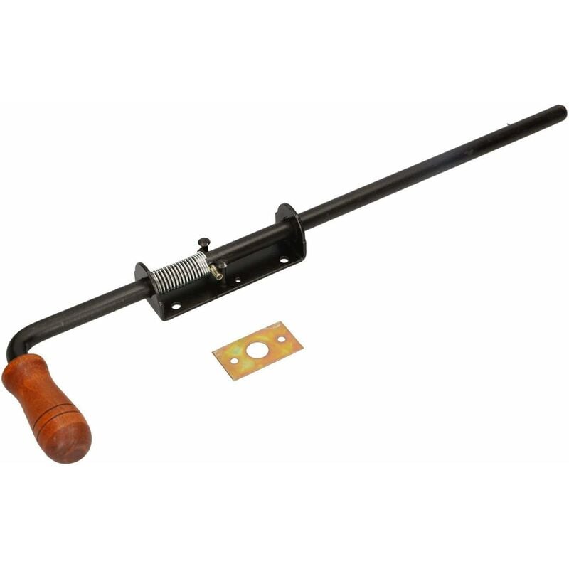 KOTARBAU Verrou à ressort 480 mm - Noir - Inoxydable - Poignée en bois résistante aux intempéries - Avec ressort