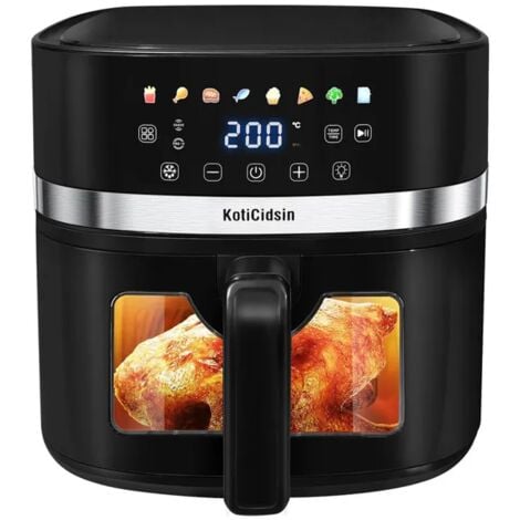 KotiCidsin Friteuse à air sans huile 8.5 L, Air Fryer 2000 W avec Fenêtre Transparente et Éclairage Intégré, Écran Tactile LED